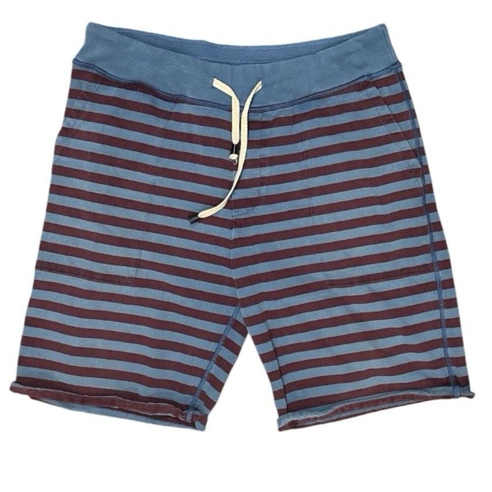 Mauro Grifoni Striped Drawstring Lounge Shorts Blue Burgundy Made in Italy SZ M